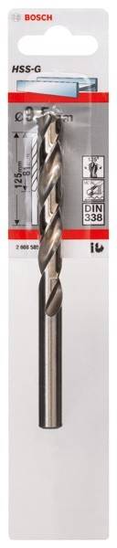Ein Metallbohrer in Verpackung mit der Bezeichnung '338', mit Fokus auf den Spiralrillen.