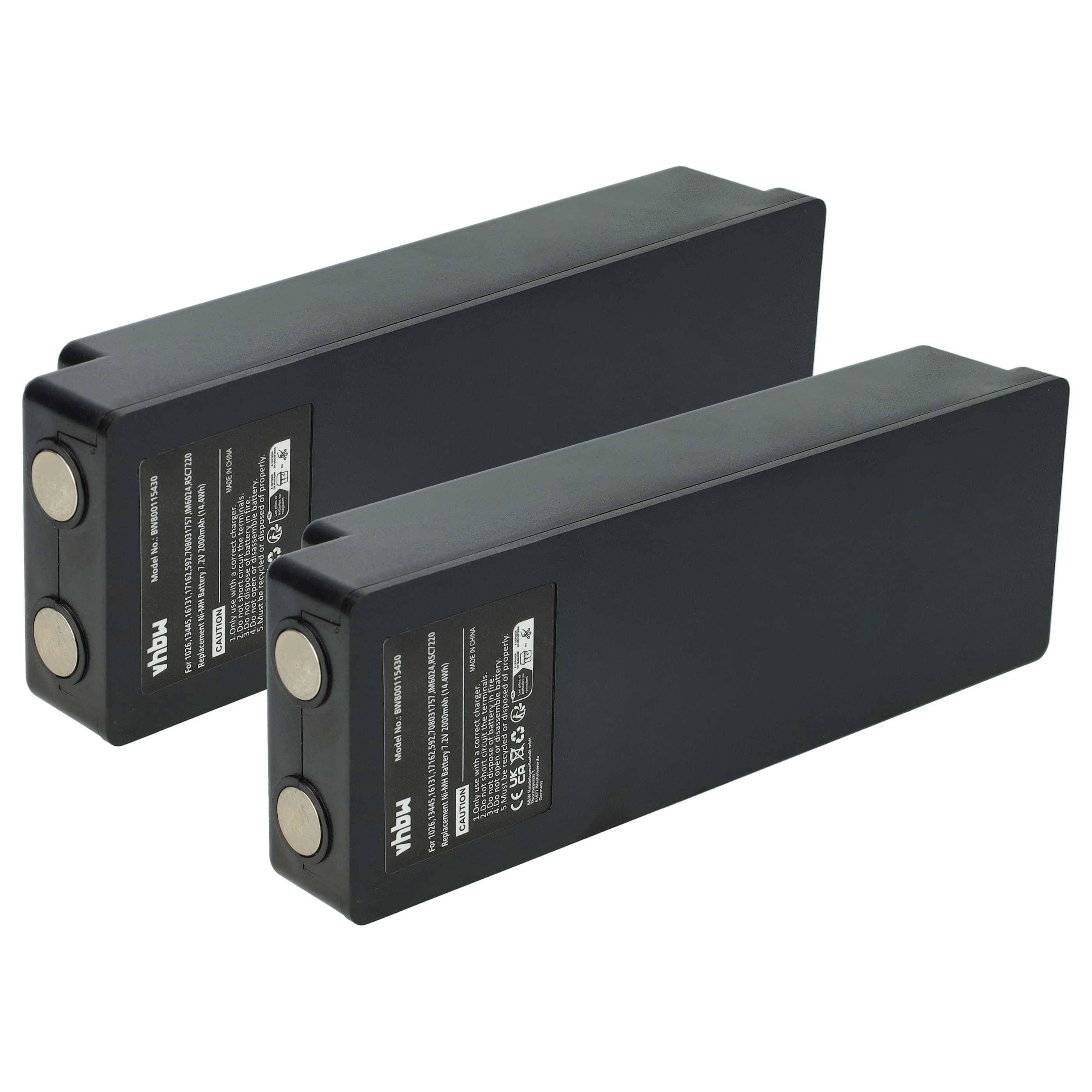 vhbw 2x Akku kompatibel mit Scanreco RC400, RC590, YWW0439, RC960 Industrie-Funkfernsteuerung Fernbedienung (2000 mAh, 7,2 V, NiMH) - Schwarz