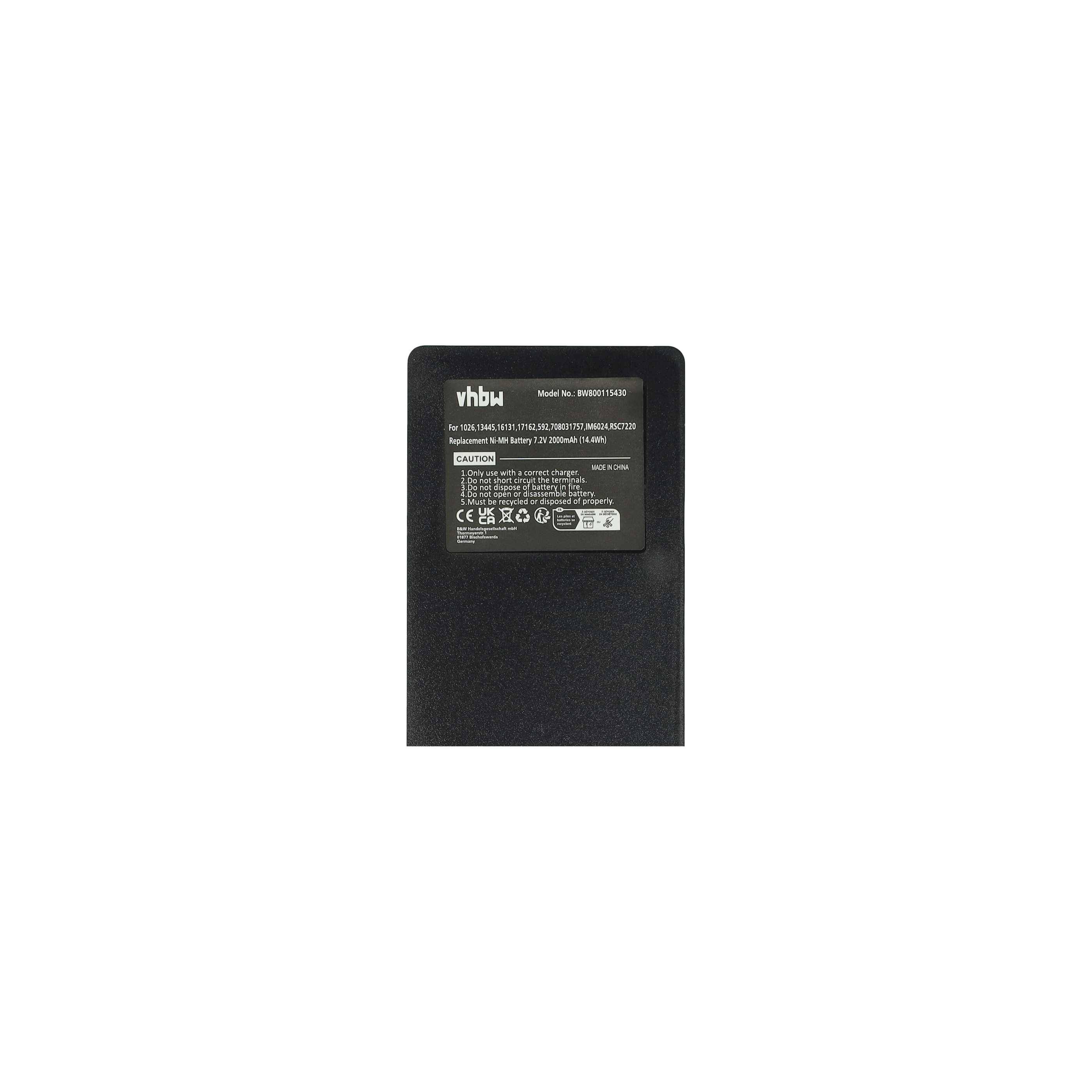 vhbw 2x Akku kompatibel mit Scanreco RC400, RC590, YWW0439, RC960 Industrie-Funkfernsteuerung Fernbedienung (2000 mAh, 7,2 V, NiMH) - Schwarz
