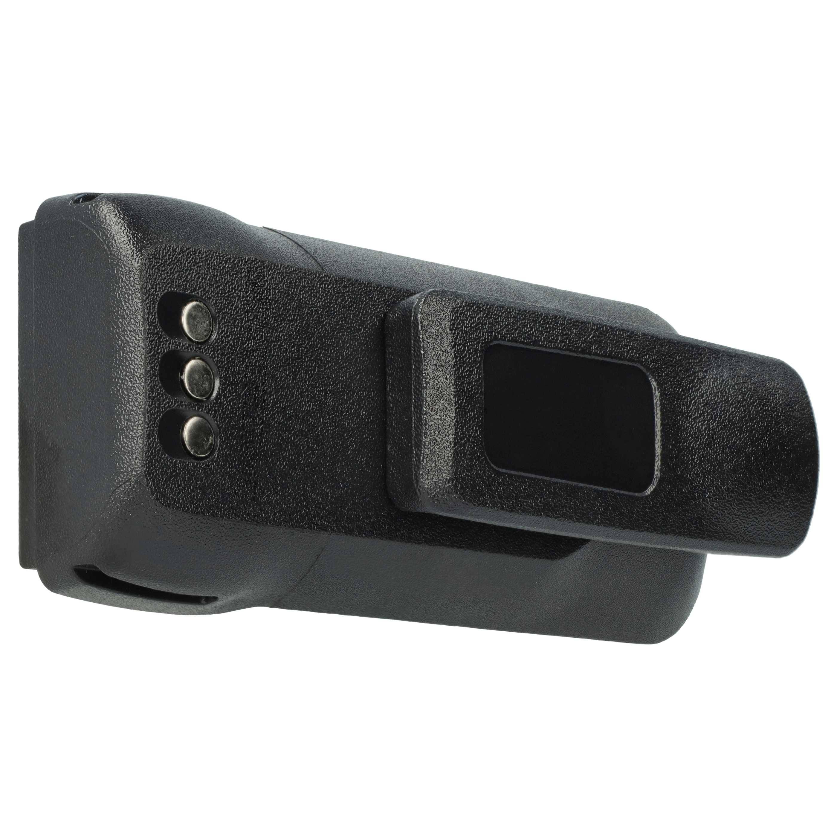 Ein schwarzes elektronisches Türschloss mit Fingerabdruckscanner, ausgestattet mit drei Anzeigelichtern und elegantem, modernem Design; Seitenansicht gezeigt.