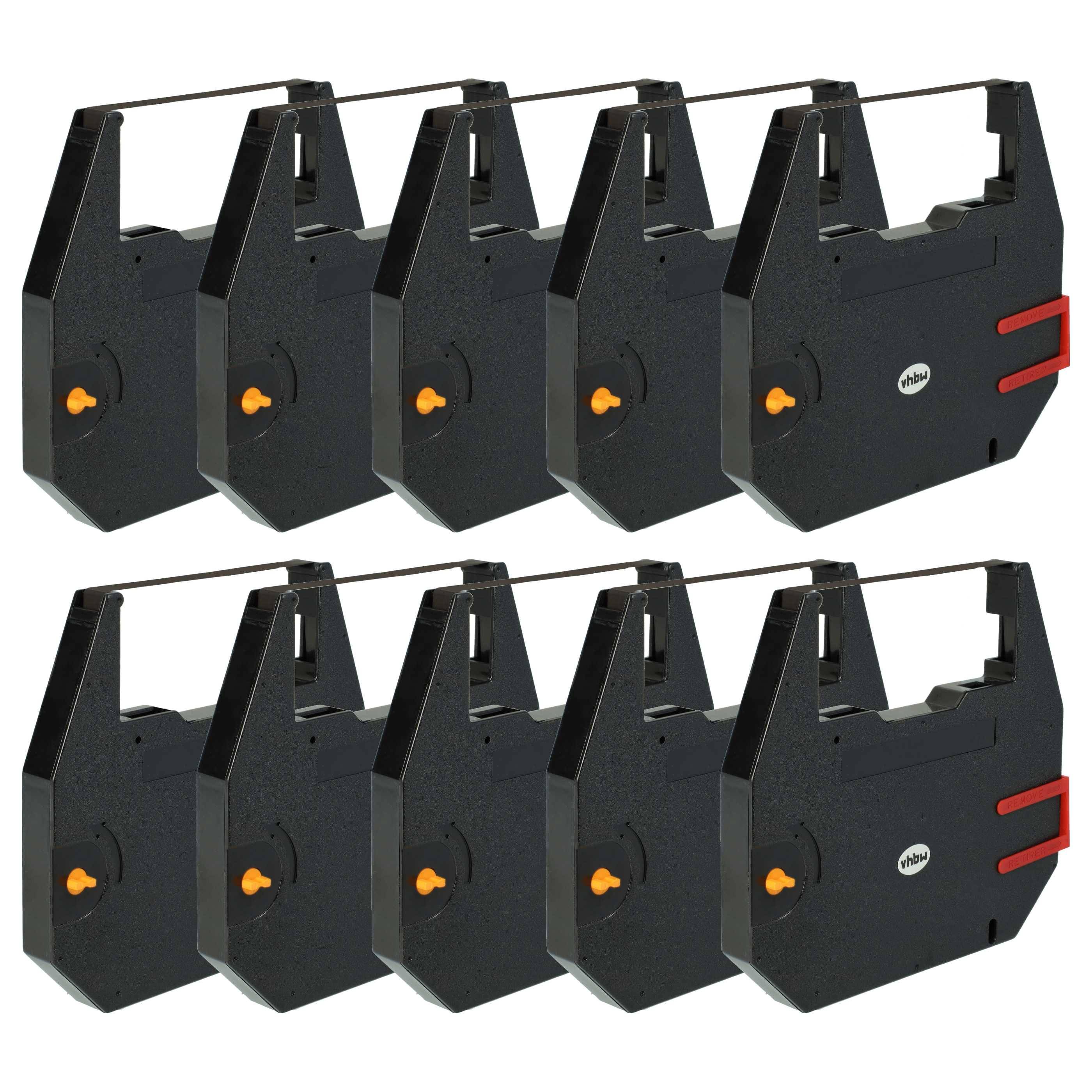 vhbw 10x Farbband Schriftband kompatibel mit Hermes Toptronic 510, 350, 70, 535, 530 Nadeldrucker, Bondrucker - Carbonband Schwarz