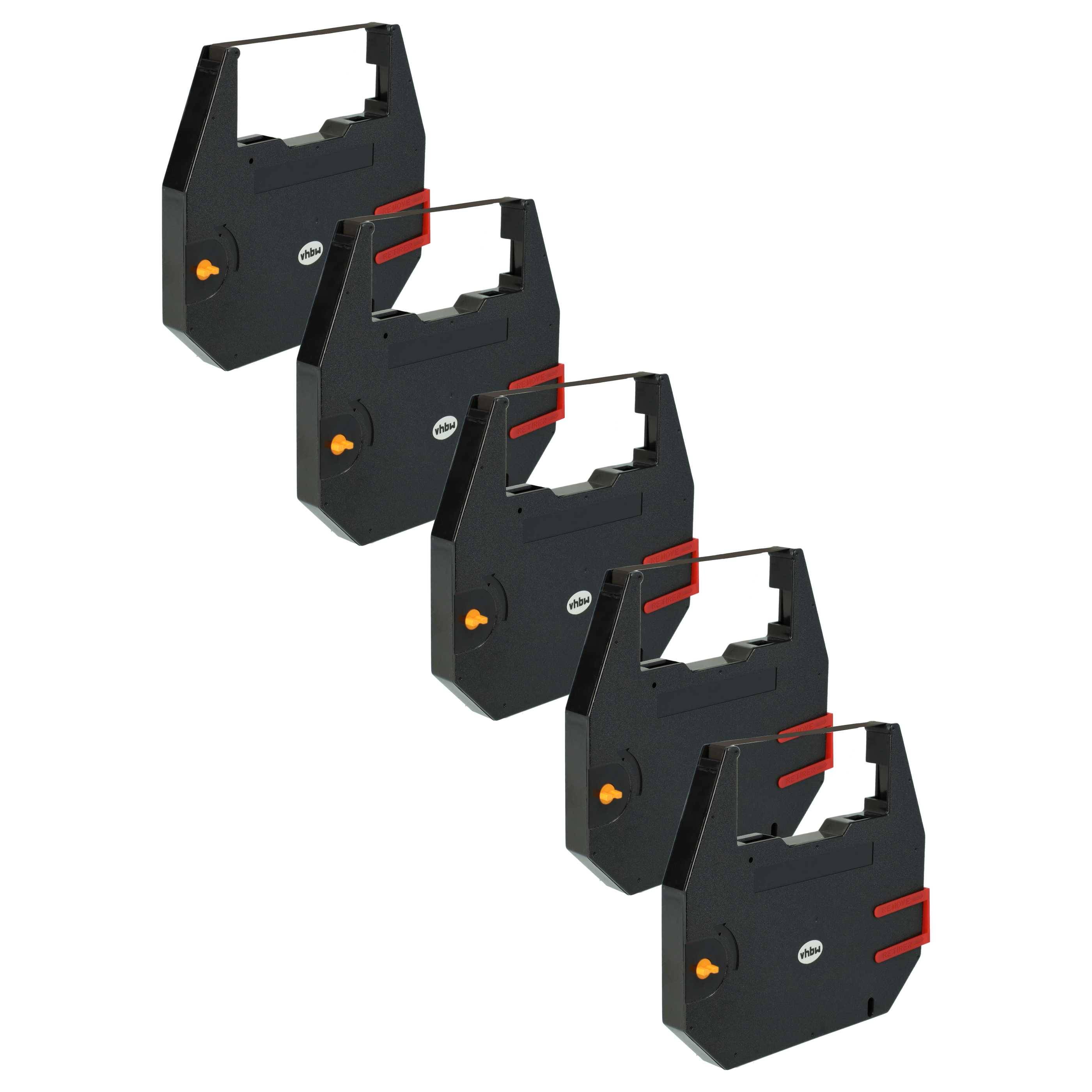 vhbw 5x Farbband Schriftband kompatibel mit Royal Signet TQ 720, 45 T, 45, 40, 70 Nadeldrucker, Bondrucker - Carbonband, Schwarz