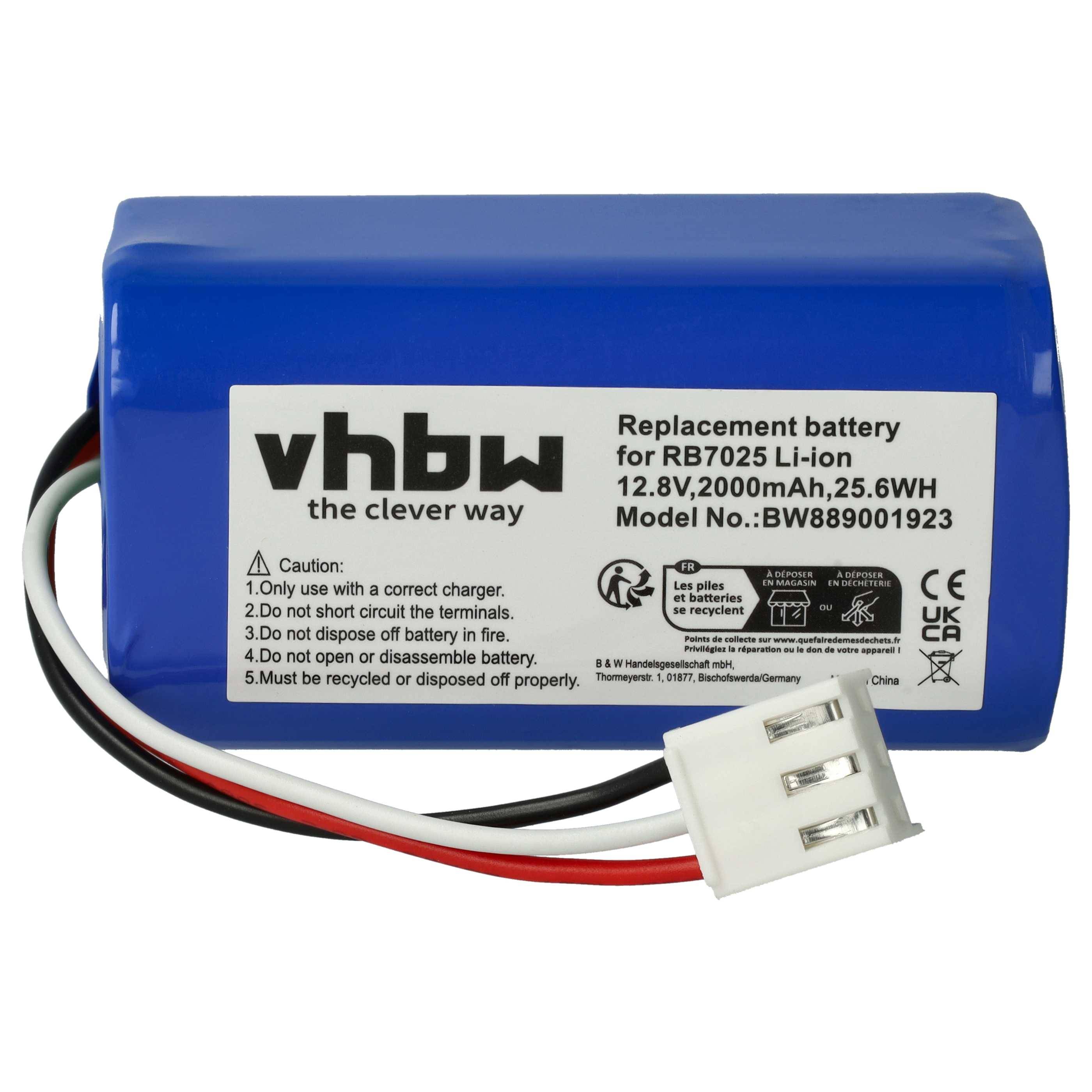 vhbw Akku kompatibel mit Severin Chill RB 7025, RB 7720, RB 7022 Saugroboter (2000 mAh, 12,8 V, Li-Ion)