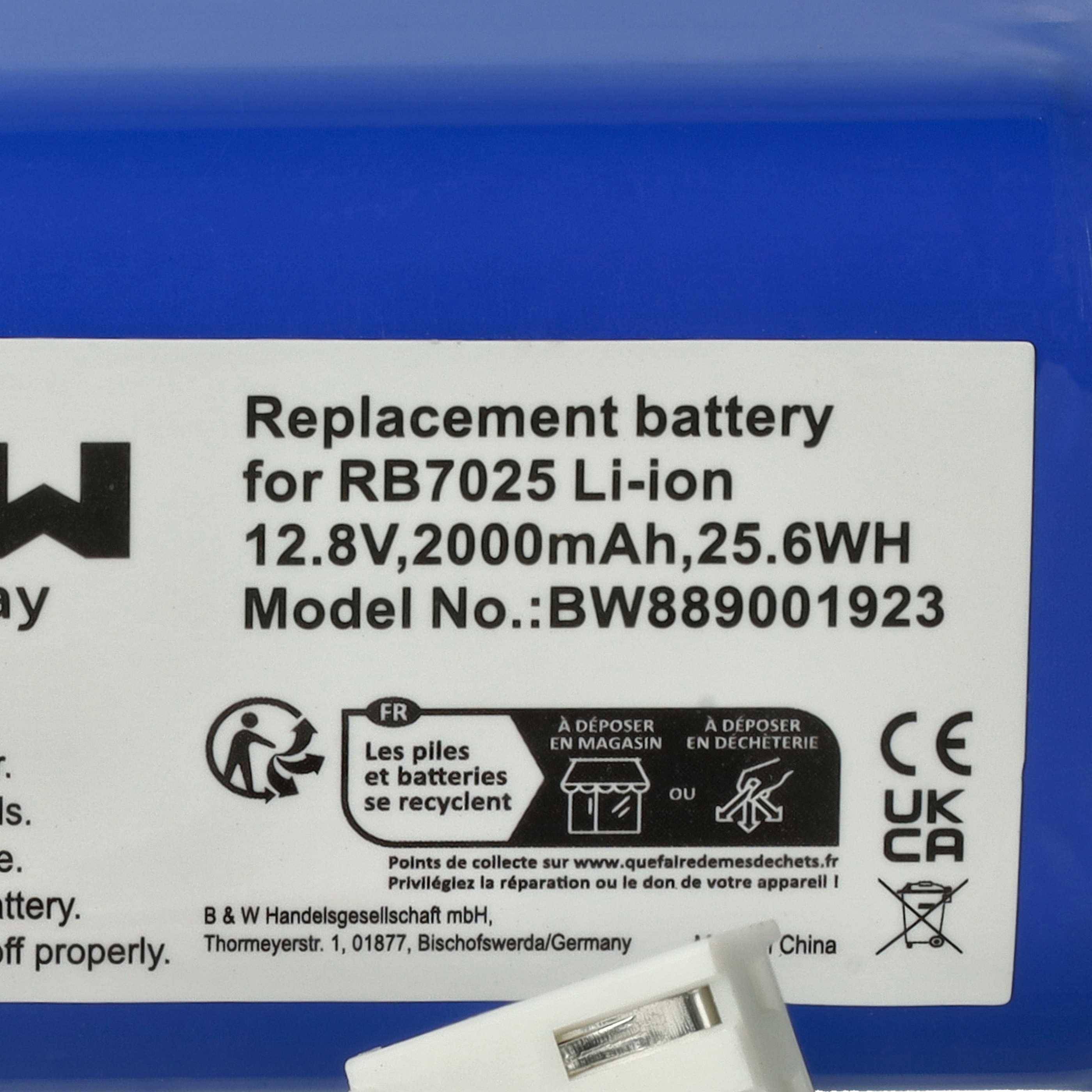 vhbw Akku kompatibel mit Severin Chill RB 7025, RB 7720, RB 7022 Saugroboter (2000 mAh, 12,8 V, Li-Ion)