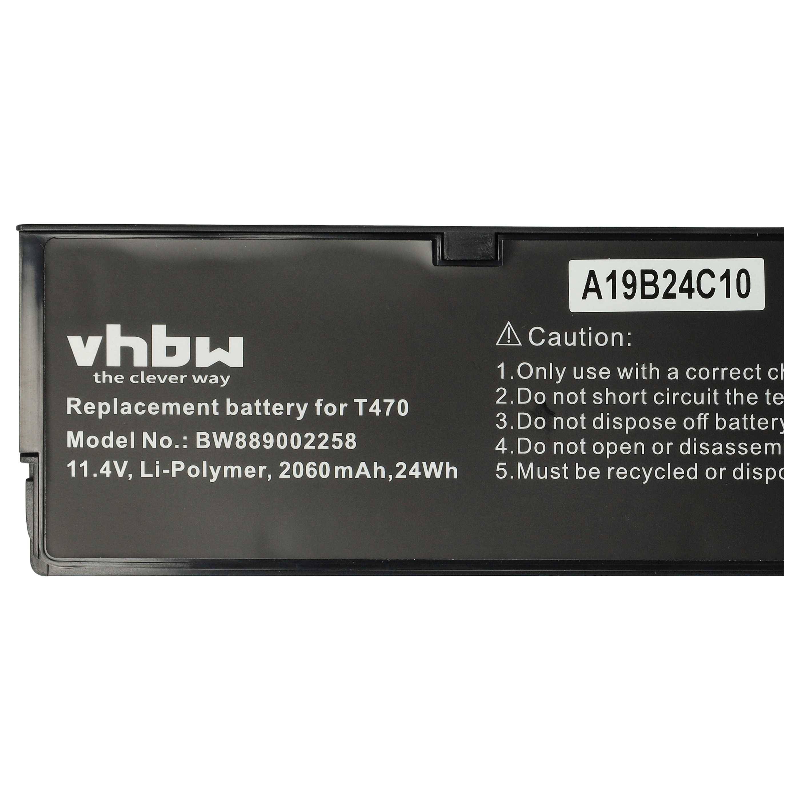 vhbw Akku Ersatz für Lenovo SB10K97581, SB10K97582, SB10K97580, SB10K97583 für Notebook (2060 mAh, 11,4 V, Li-Polymer)