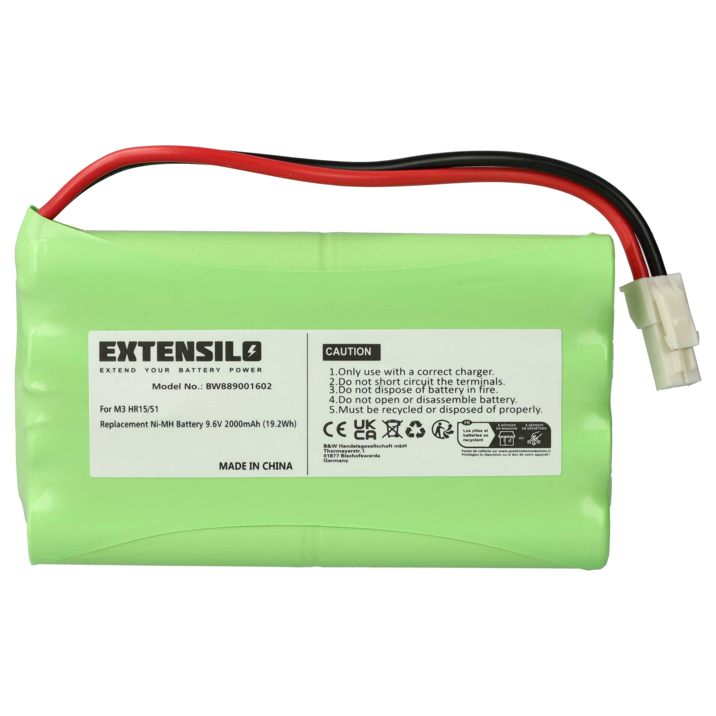 EXTENSILO Akku kompatibel mit Somfy Dexxo Pro 1000 3S io Schiebetorantrieb Torantrieb Drehtorantrieb (2000 mAh, 9,6 V, NiMH)