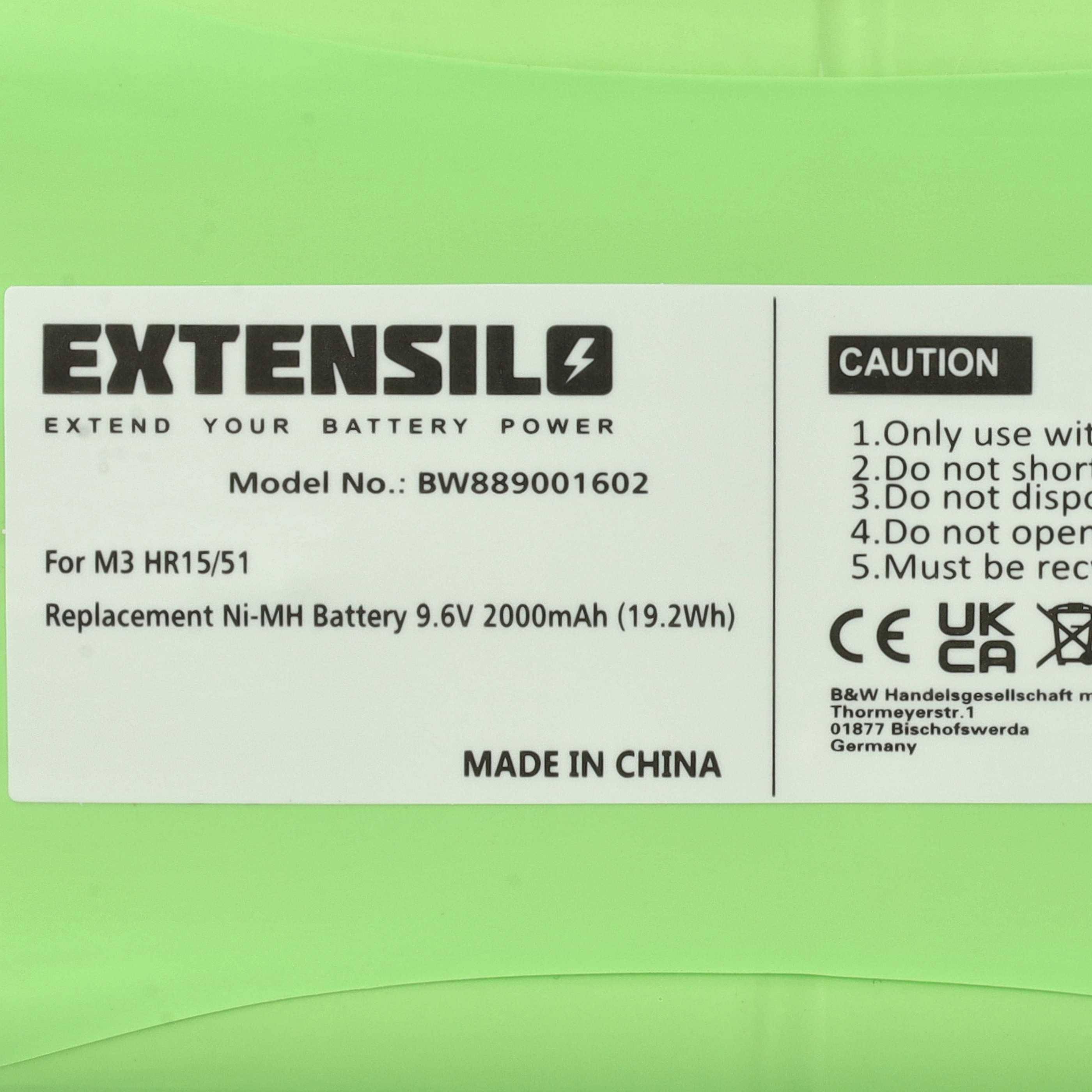 EXTENSILO Akku kompatibel mit Polargos Easy Way 202, 201 Schiebetorantrieb Torantrieb Drehtorantrieb (2000 mAh, 9,6 V, NiMH)