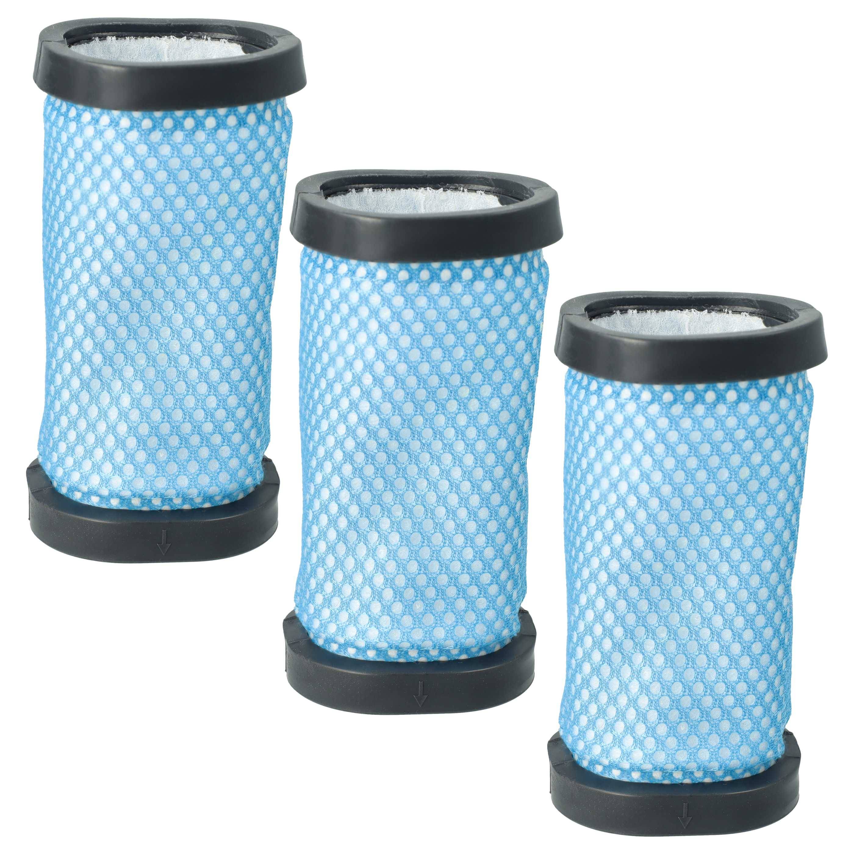 vhbw 3x Staubsaugerfilter kompatibel mit Hoover RA22AFPR 011, RA22ALG 011, RA22DDB 011, RA22ALG 019 Staubsauger - Abluftfilter Schwarz Blau Weiß