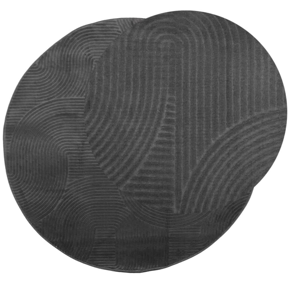 vidaXL Teppich IZA Kurzflor Skandi-Stil Anthrazit Ø 100 cm