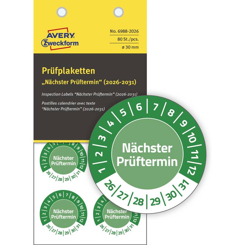 AVERY Zweckform Prüfplaketten "Nächster Prüftermin", 2026-31