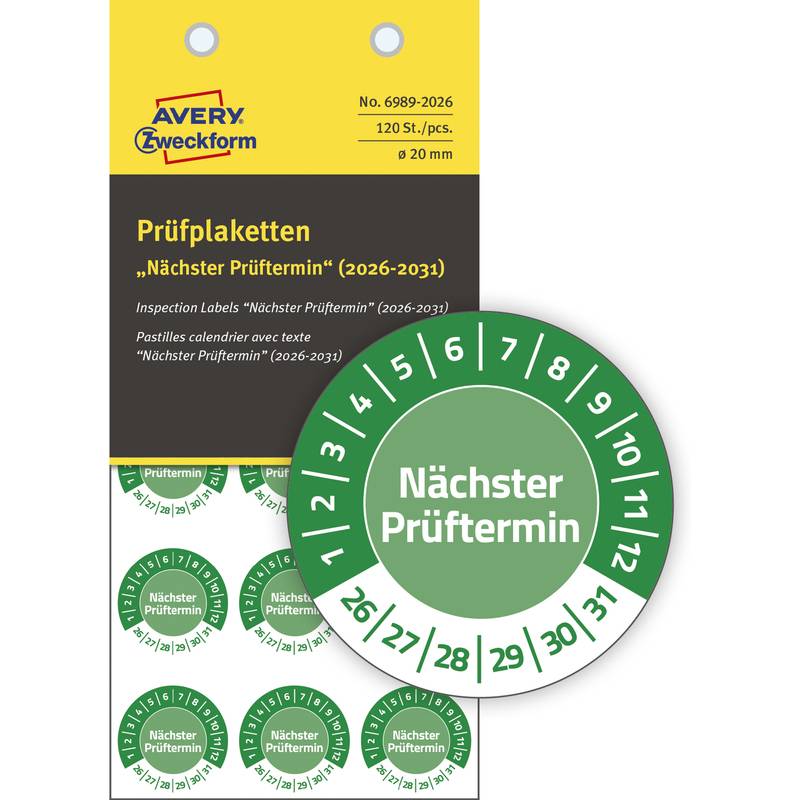 AVERY Zweckform Prüfplaketten "Nächster Prüftermin", 2026-31