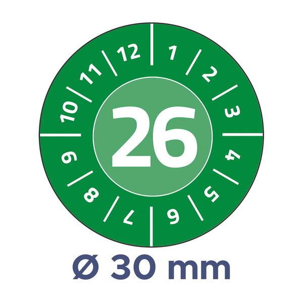 Prüfplaketten 2026 NoPeel 30mm 80 Stück