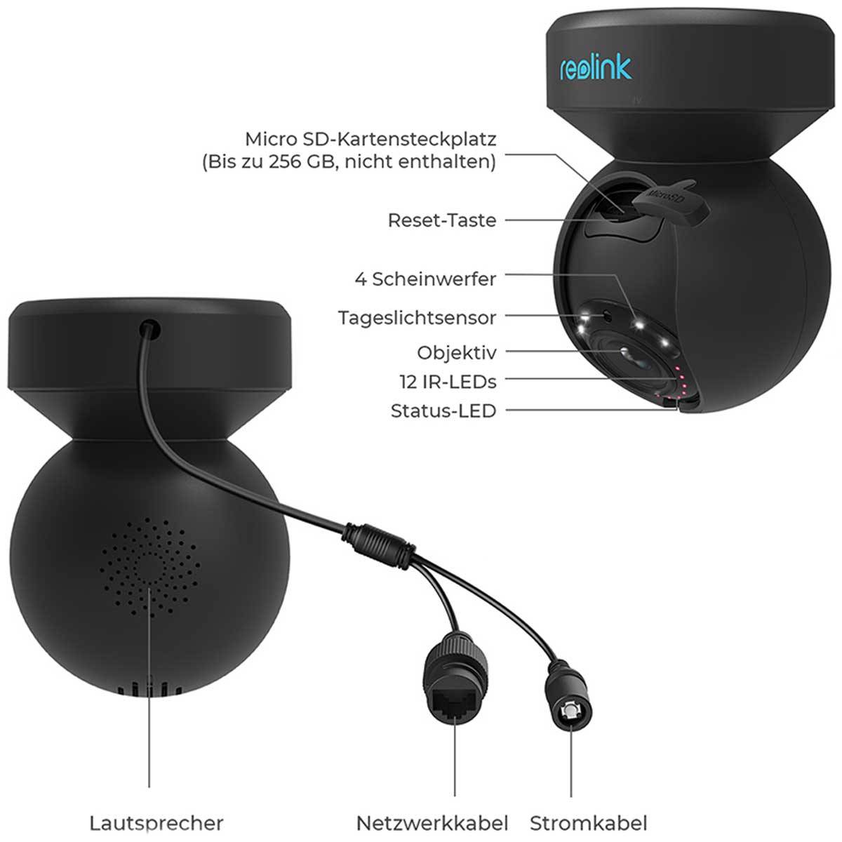 REOLINK Überwachungskamera E Series, E540-B, innen und außen, schwarz