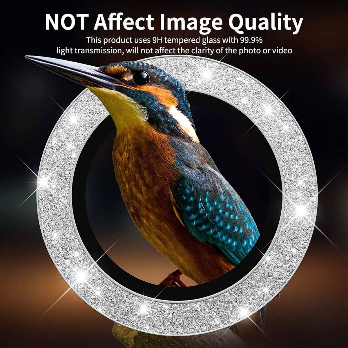 Für Samsung Galaxy S24 Ultra Aluminium Glitzer Ring Kamera + H9 Hart Glas Silber