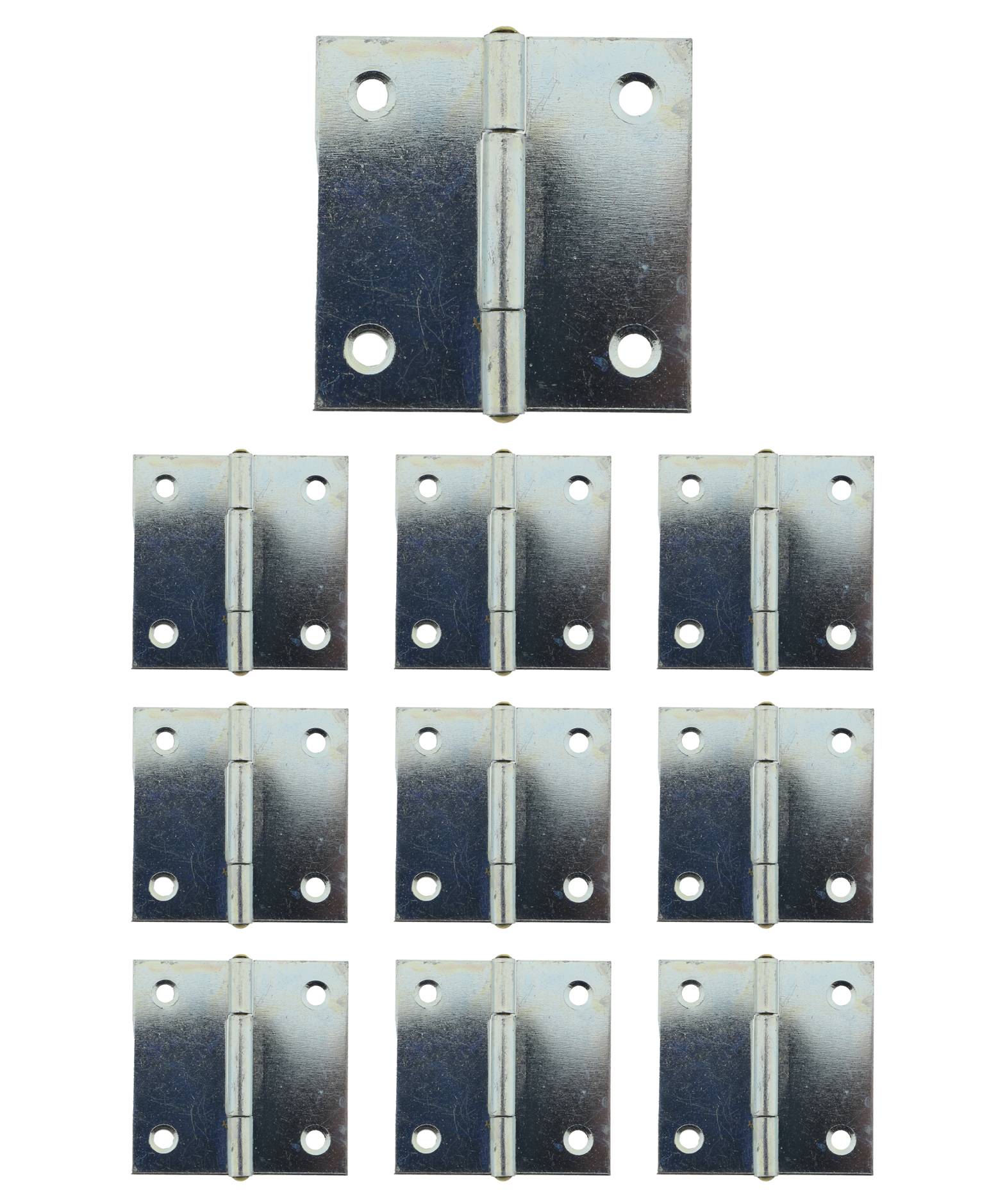 10 x Scharnier verzinkt gerollt käntig 38 x 38 mm