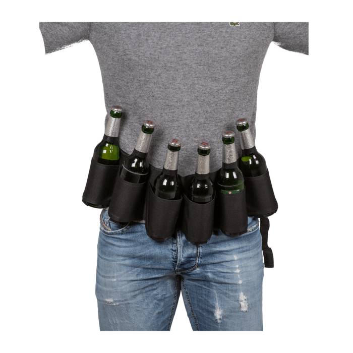 Bier Gürtel Flaschenhalter mit Öffner ca. 124 cm schwarz