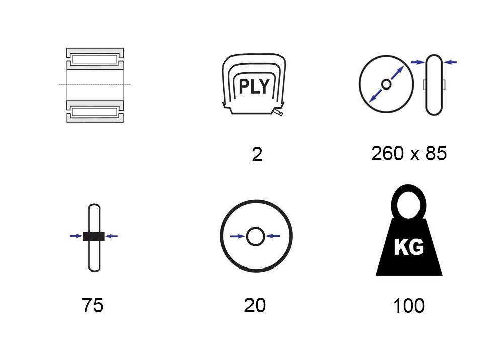 Laufrad 260x85 PLY2 Rollenlager