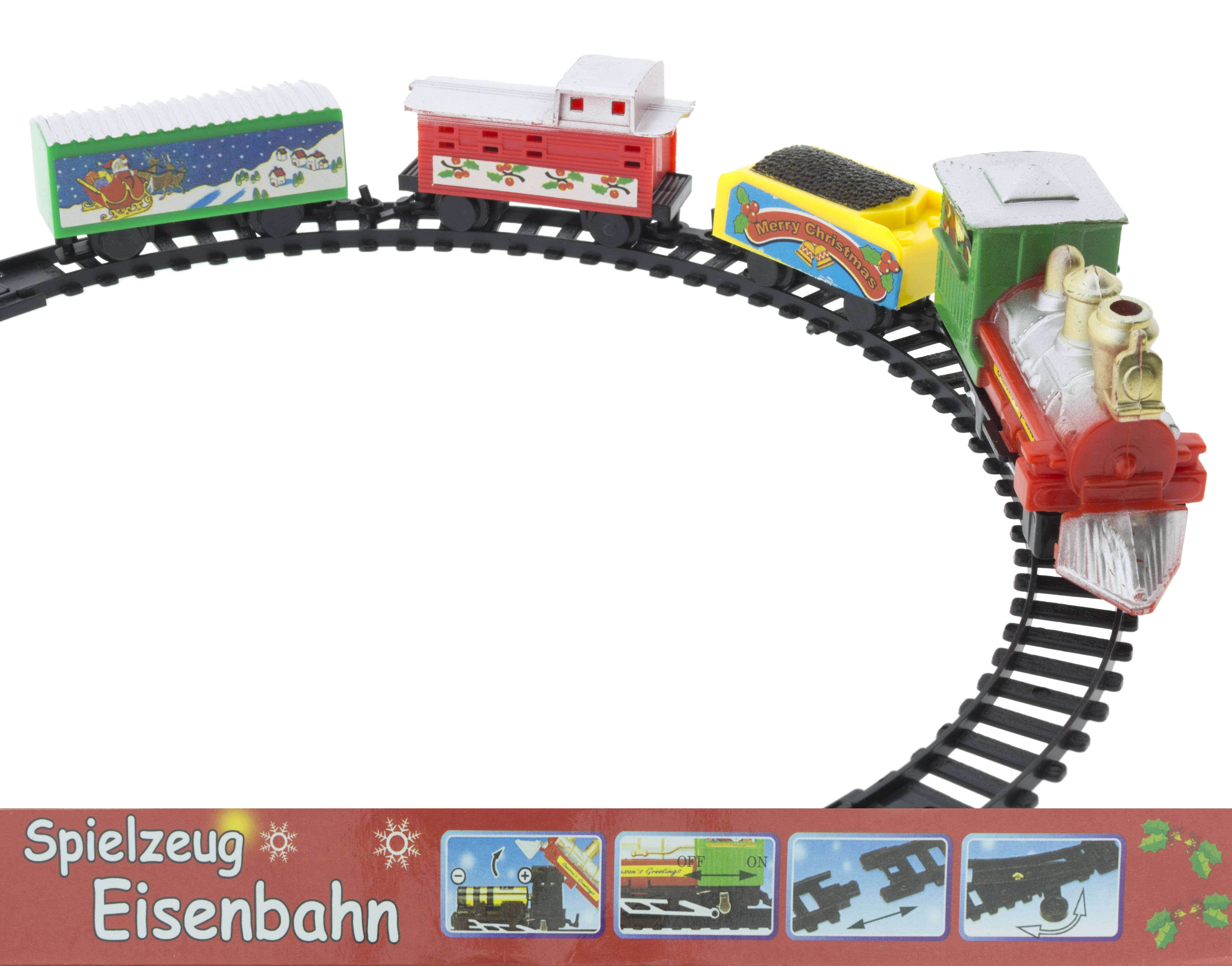 Spielzeug Eisenbahn mit 3 Waggons 9-tlg.