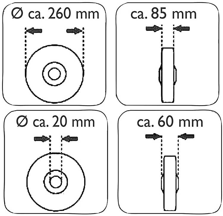 2 x Rad für Sackkarre pannenfrei 260 x 85 mm 3.00-4