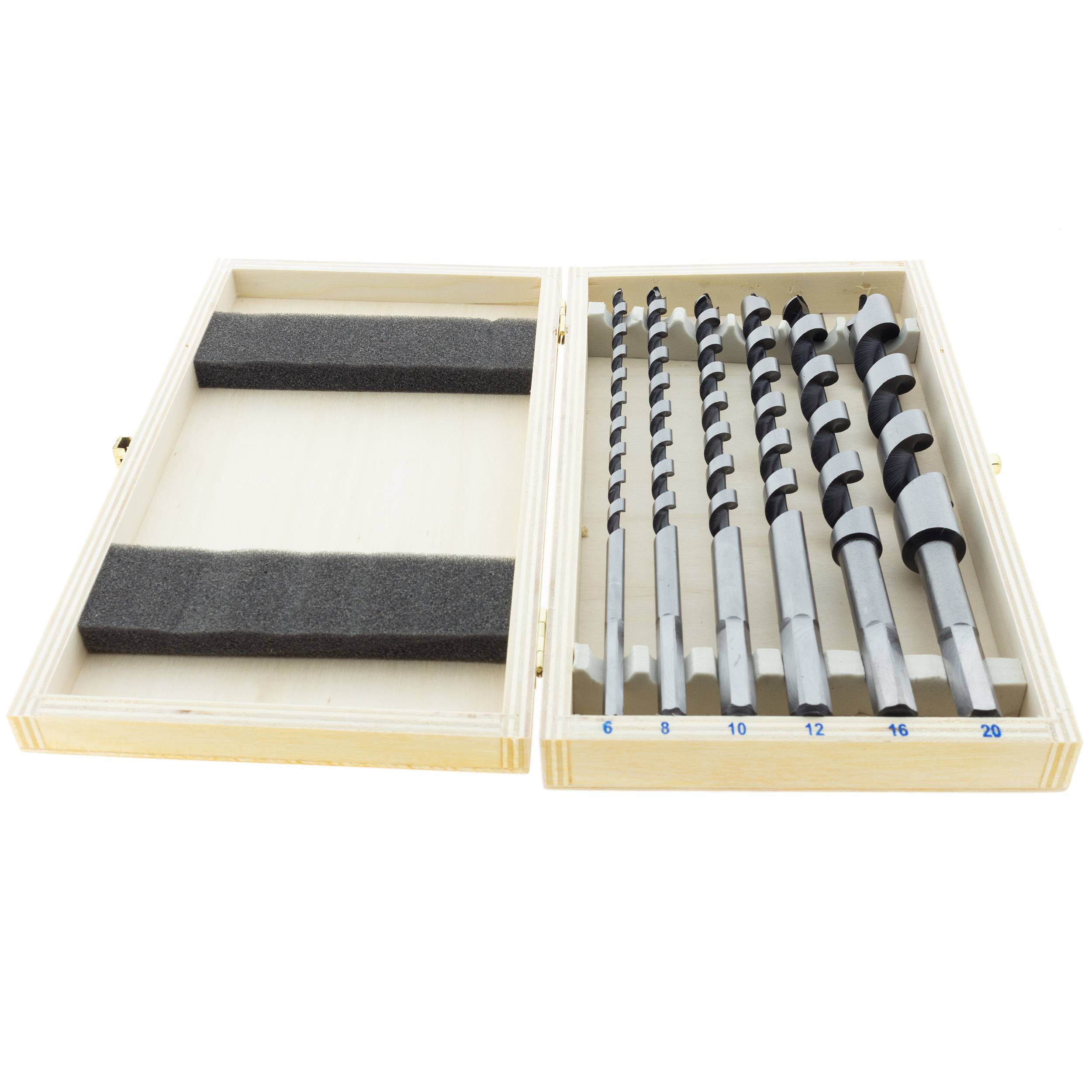 Schlangenbohrer 230 mm Set 6-tlg. aus Kohlenstoffstahl 6-20 mm in Holzbox