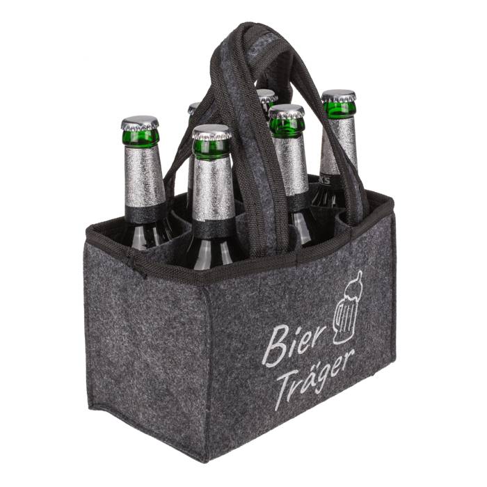 Flaschentasche aus Filz mit 6 Fächern "Bier Träger"