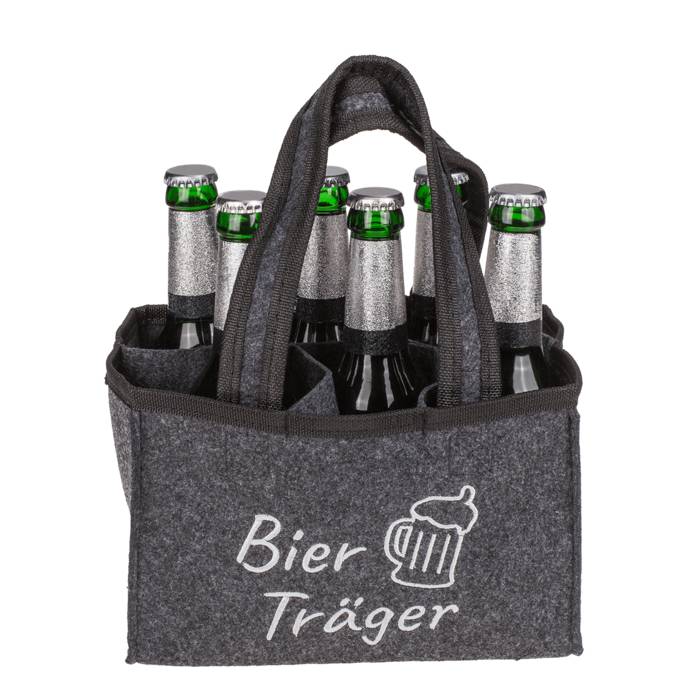 Flaschentasche aus Filz mit 6 Fächern "Bier Träger"