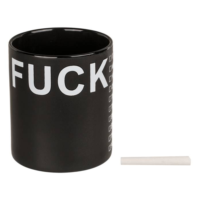 XL Tasse Fuck mit Kreide zum ankreuzen 12,5x11cm schwarz