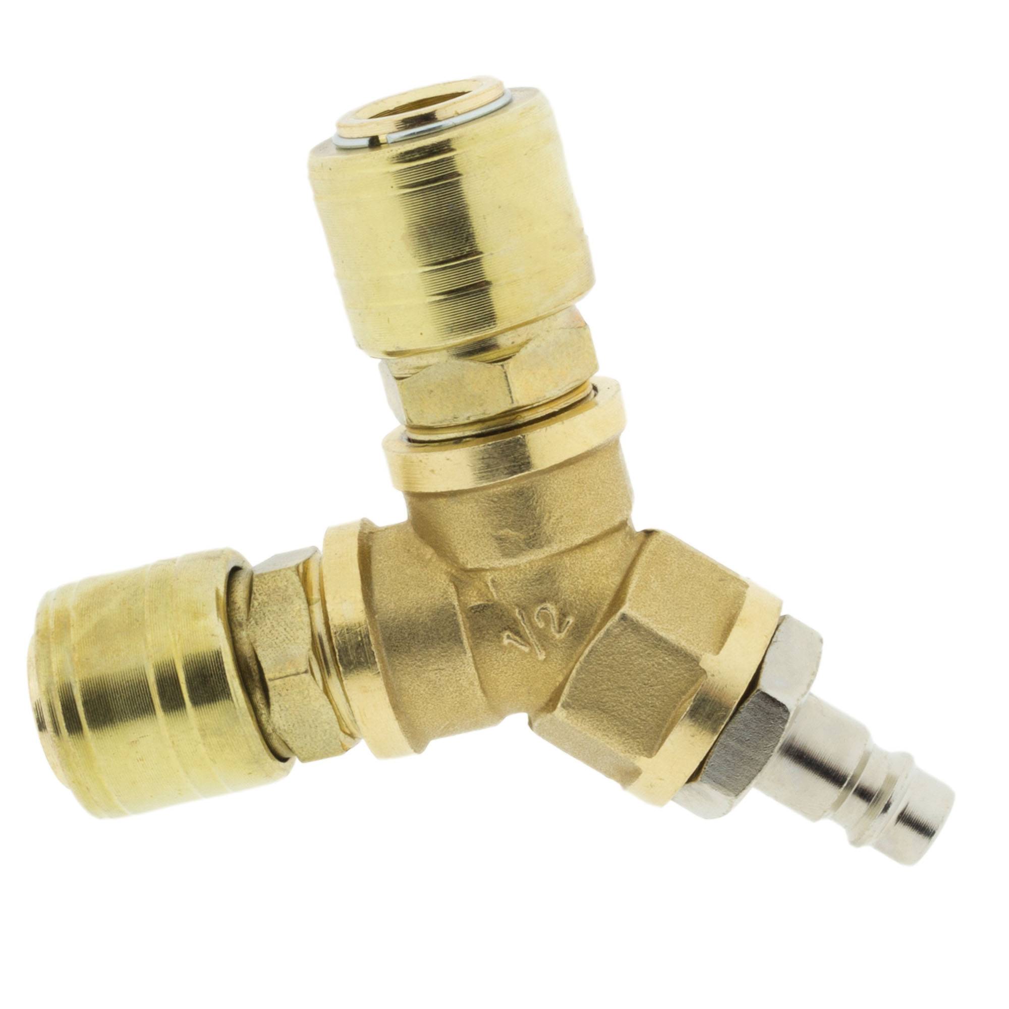 Druckluft Y-Verteiler mit 2 x Schnellkupplungen 1/2" Zoll bis 16 Bar