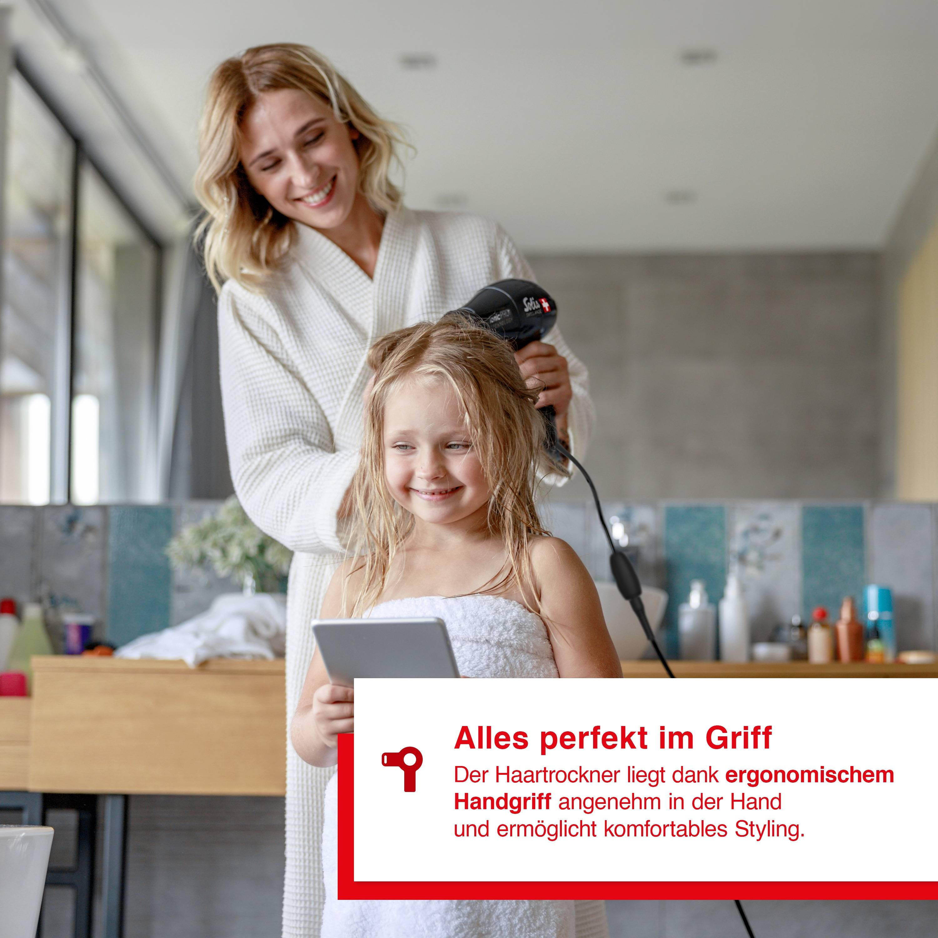 Solis Haartrockner, 2300 W, Ionen, 5 Stufen + Kaltstufe, 50% mehr Luftdruck