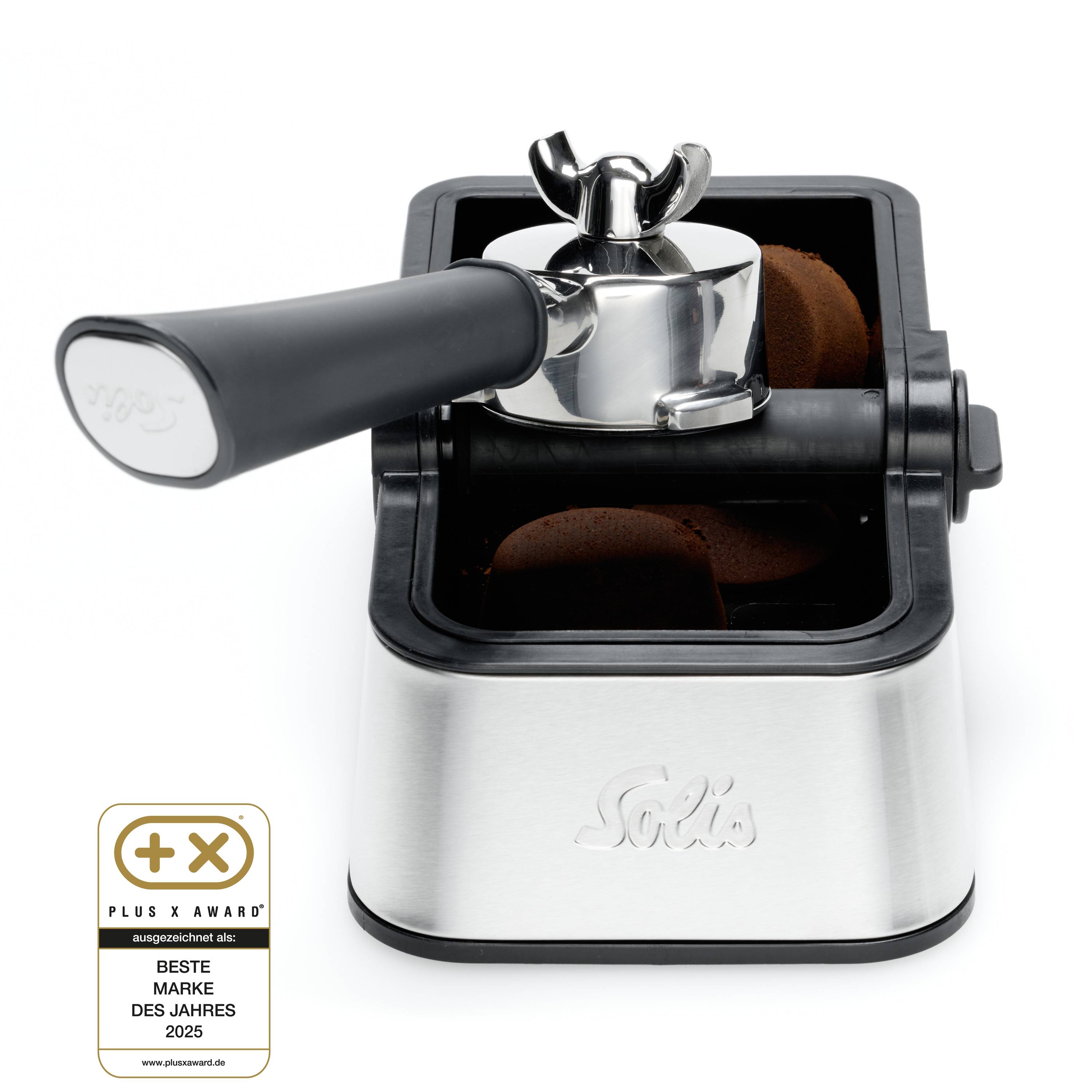 Solis Ausklopfschale für Kaffeesatz, Abklopfbehälter für Siebträger, Knock-Box