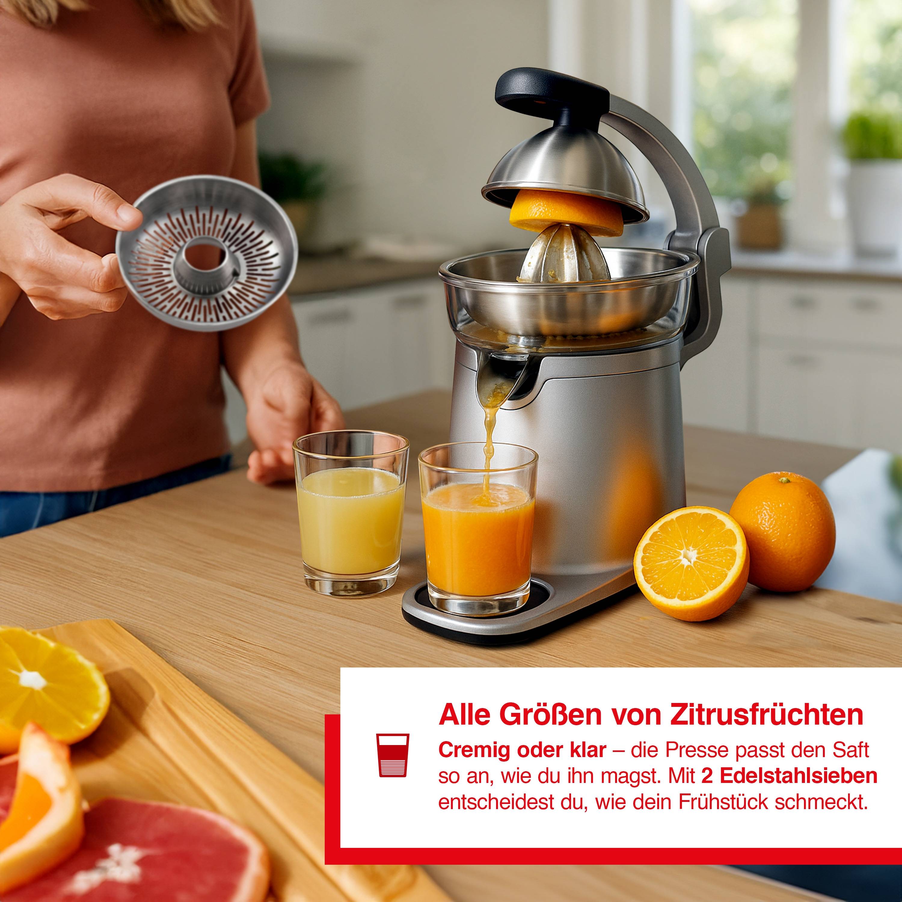 Solis Entsafter, Saftpresse, 230 W, Presshebel, Spülmaschinenfeste Aufsätze