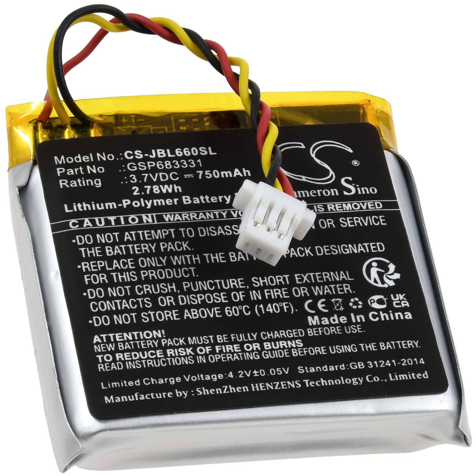 Powery Akku für Bluetooth Kopfhörer JBL Live 660, 660NC, 3,7V, Li-Polymer