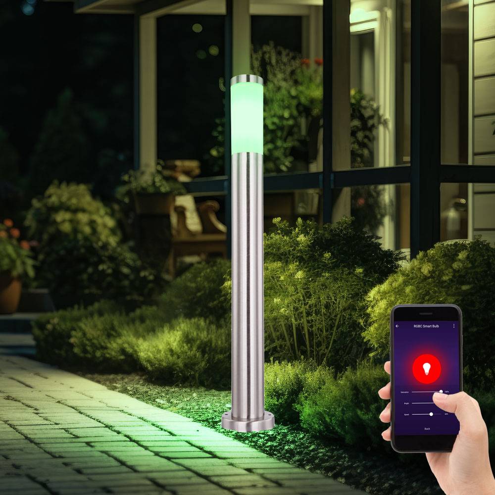 Wegeleuchte Außenstehlampe dimmbar Smart LED Gartenlampe Stehlampe Außenlampe Edelstahl, App- und Sprachsteuerung, RGB Farbwechsel, 10W 806lm warmwe