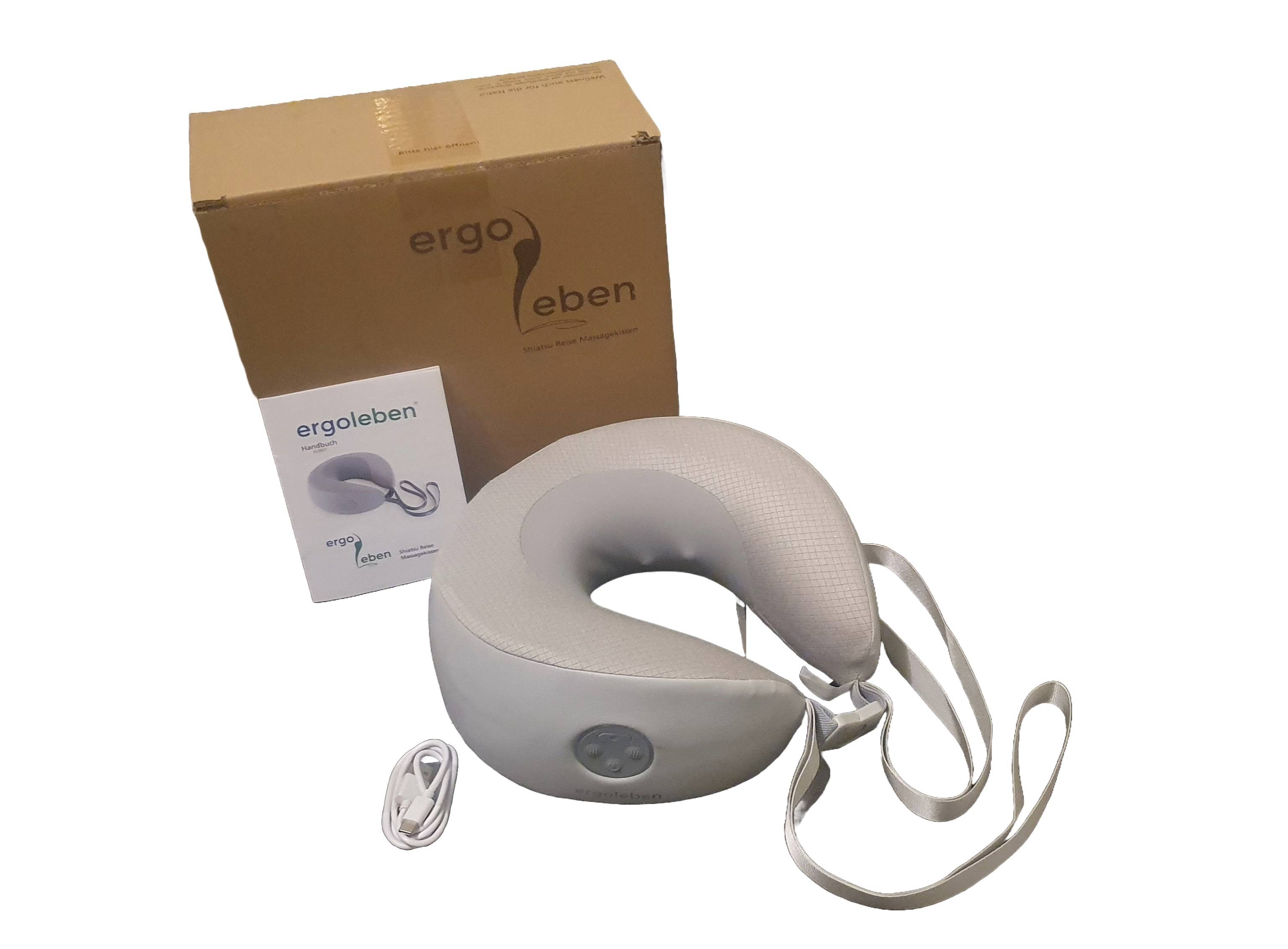 ERGOLEBEN Shiatsu Reise Massagekissen mit Akku | supersoft | fuer zuhause unterwegs | im Auto Bahn Flugzeug