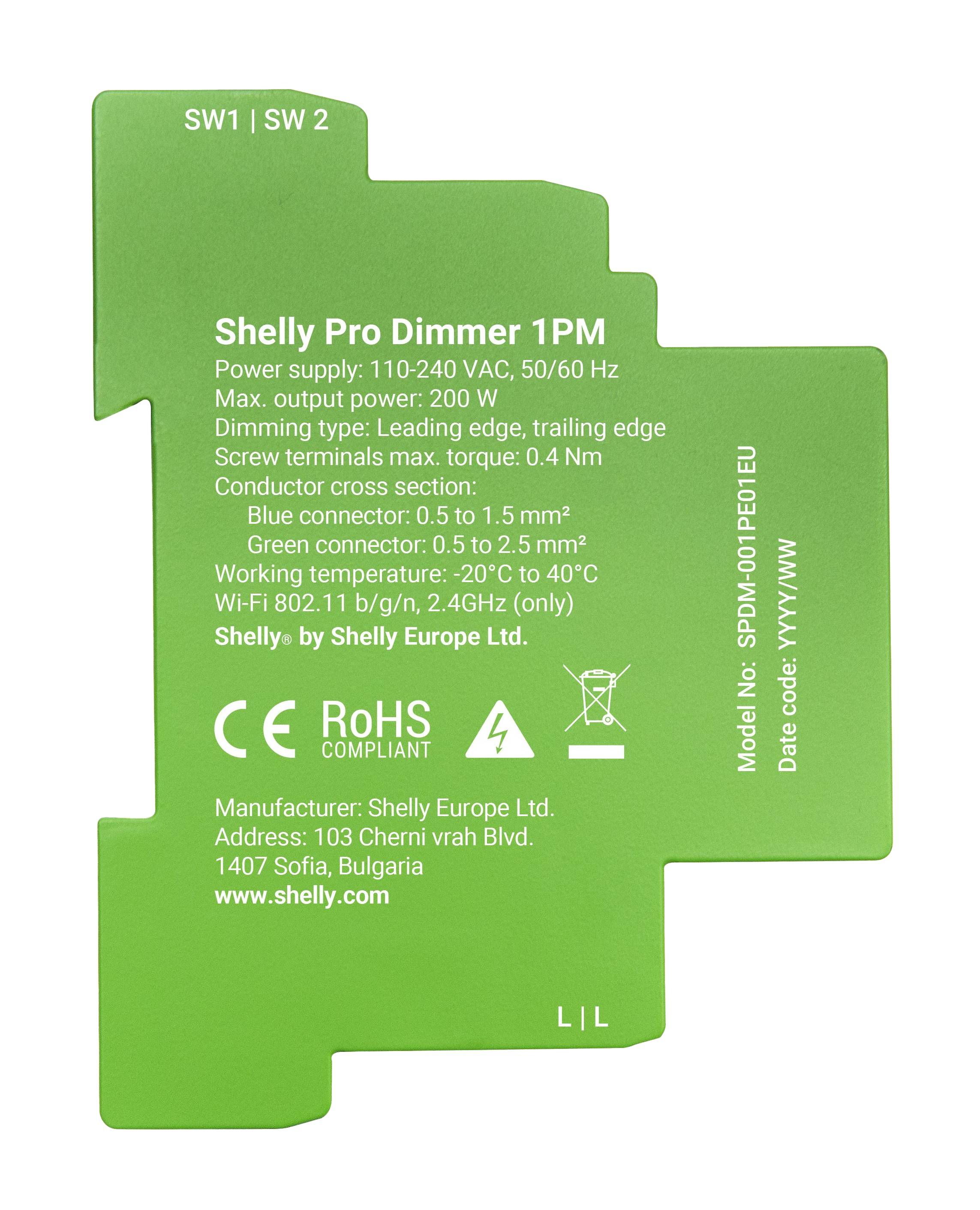Shelly Pro Dimmer 1 DIN-Schiene Smart Switch, 1-Kanal