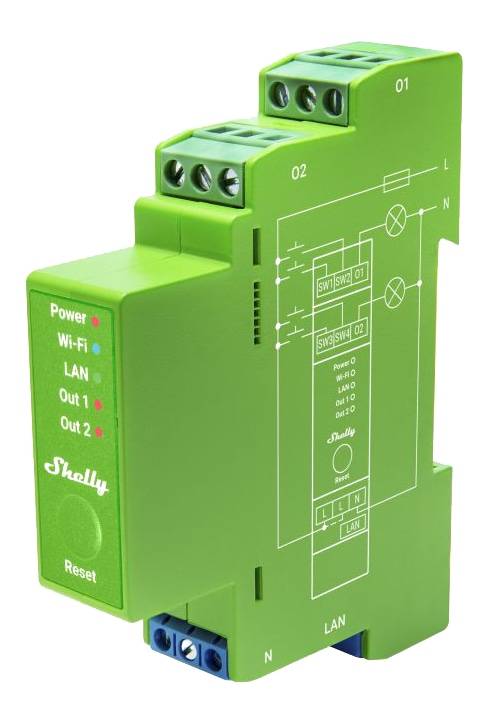 Shelly Pro Dimmer 2 DIN-Schiene Smart Switch, 2-Kanal