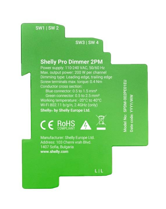 Shelly Pro Dimmer 2 DIN-Schiene Smart Switch, 2-Kanal