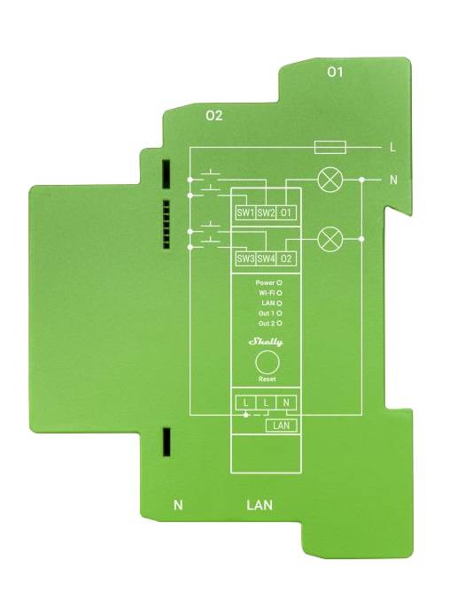 Shelly Pro Dimmer 2 DIN-Schiene Smart Switch, 2-Kanal