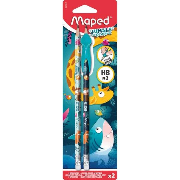 Bleistift Jungle Fever - HB mit Radierer und Schreibhilfe 2er Blister.