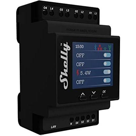 Shelly Relais Pro 4PM WLAN LAN Max. 40A 4 Kanäle 1 Phase Messfunktion BT DIN-Rail Home & Living