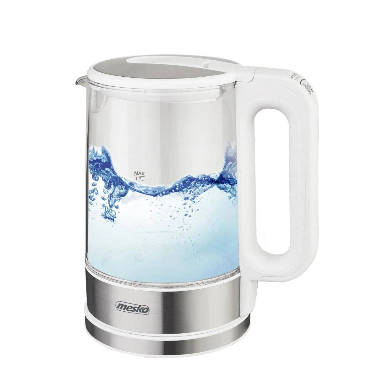 Mesko MS 1301 Wasserkocher 1,7 L - 2200 W, mit Temperaturregelung & Warmhaltefunktion, Weiß