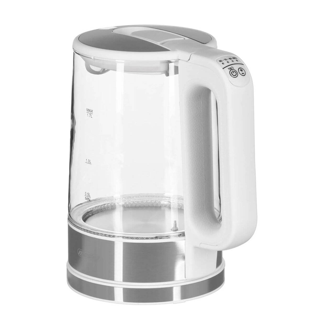 Mesko MS 1301 Wasserkocher 1,7 L - 2200 W, mit Temperaturregelung & Warmhaltefunktion, Weiß