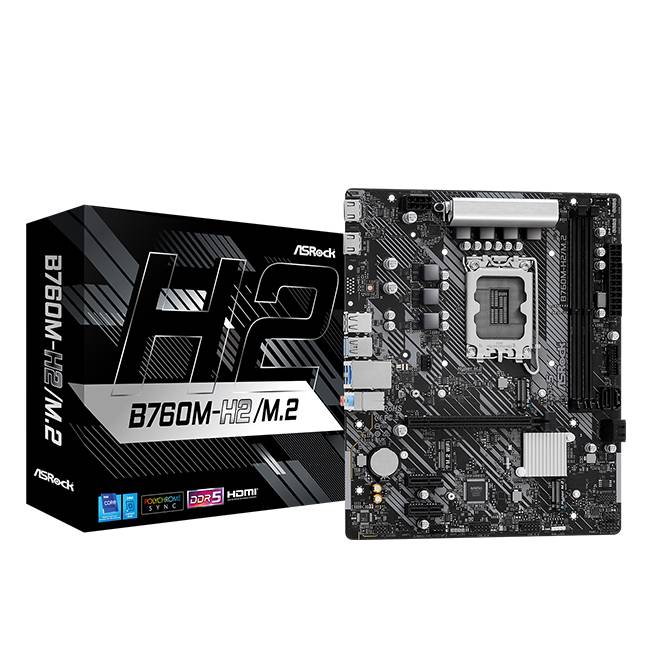 ASRock B760M-H/M.2 - Motherboard - micro ATX - LGA1700-Sockel - B760 Chipsatz - USB-C 3.2 Gen 1, USB 3.2 Gen 1 - Gigabit LAN - Onboard-Grafik (CPU