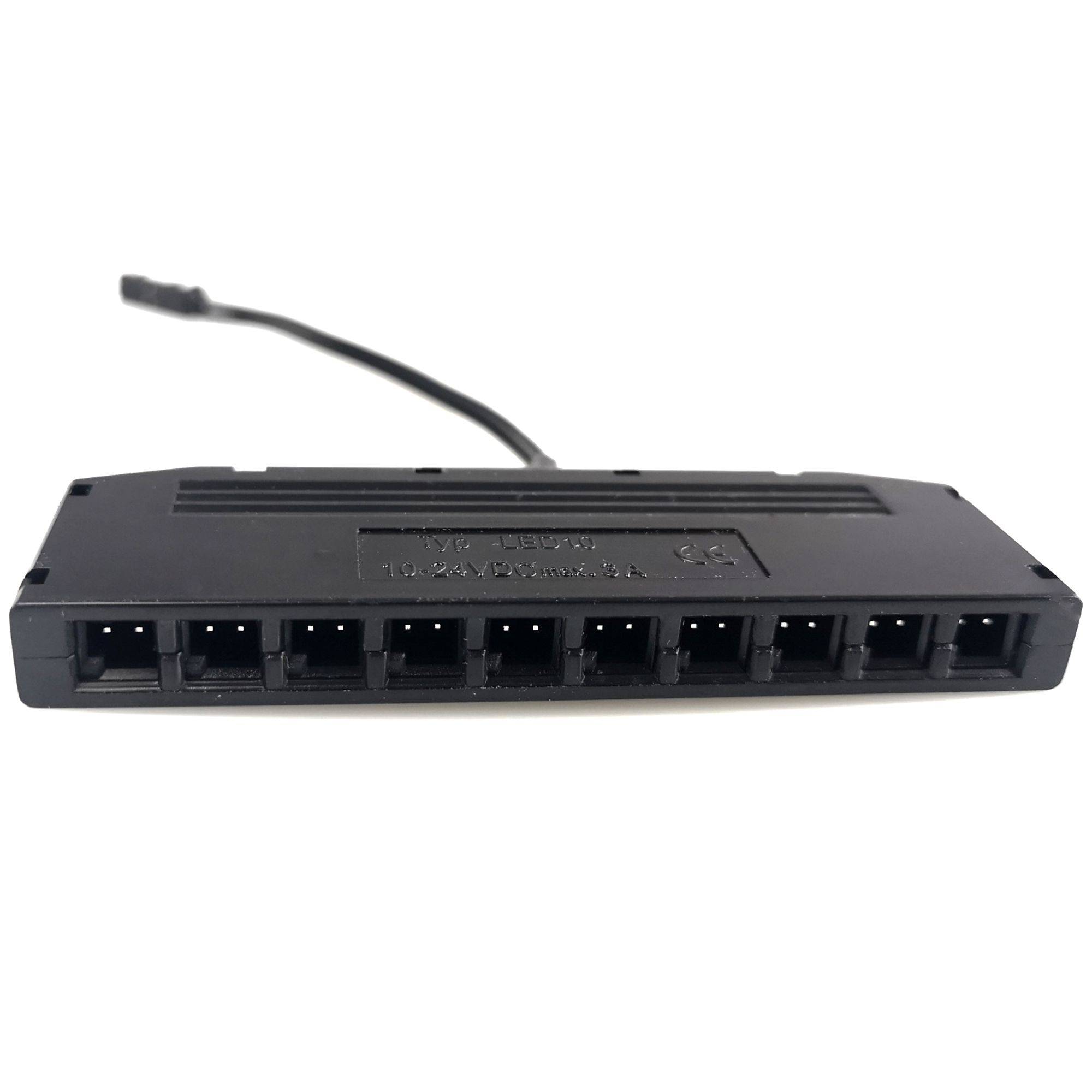 kalb 10-Fach-Verteiler für bestehende Leuchten-Sets, schwarz, 10cm Kabellänge