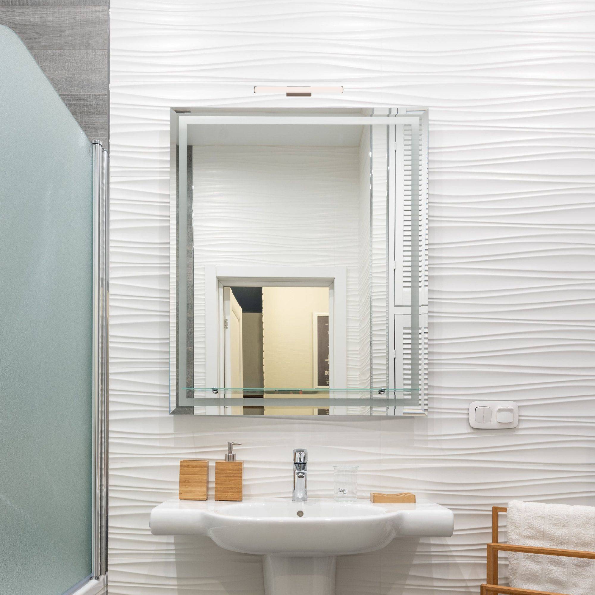 kalb | LED Spiegelleuchte 300mm, Rund, Wandlampe 230VAC, Badezimmer Leuchte Chrom - Modernes Ambiente, Energiesparend, Spritzwassergeschützt