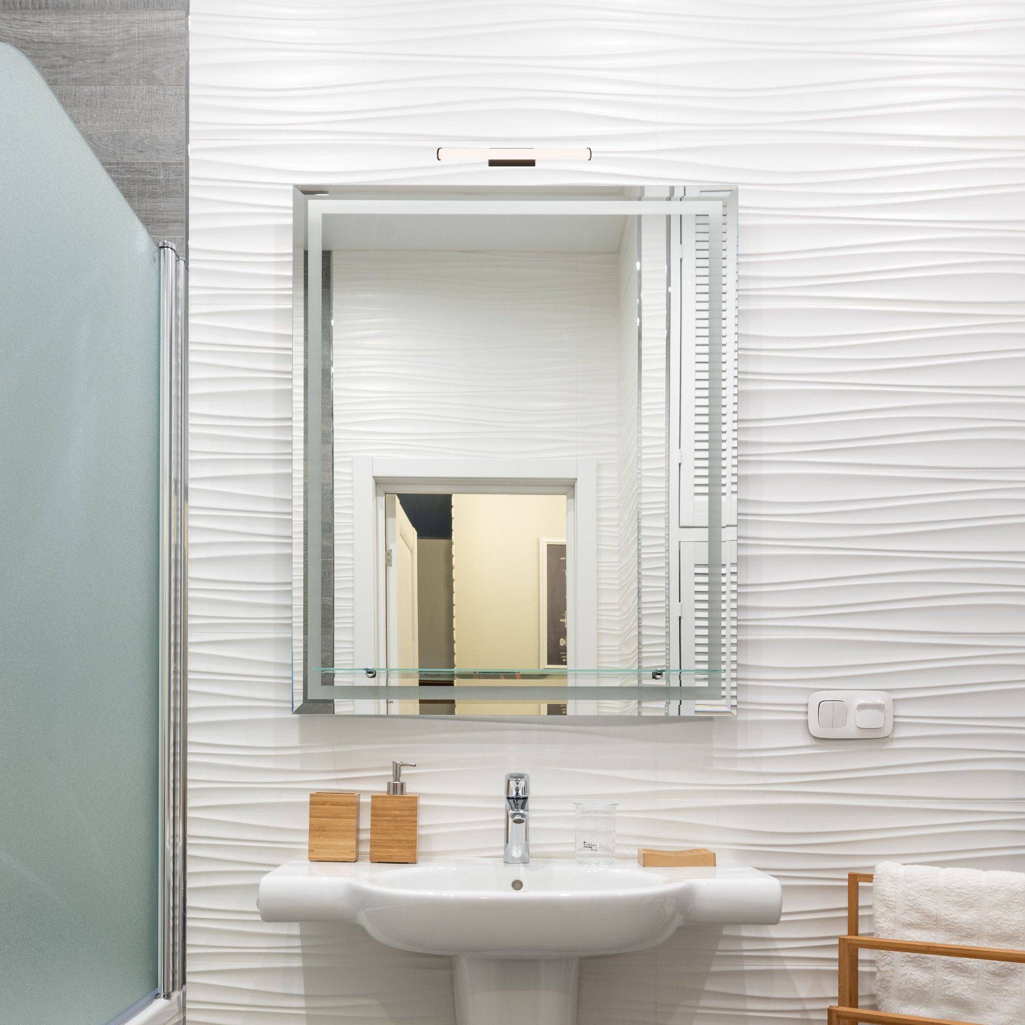 kalb | LED Spiegelleuchte 300mm, Rund, Wandlampe 230VAC, Badezimmer Leuchte Schwarz - Modernes Ambiente, Energiesparend, Spritzwassergeschützt