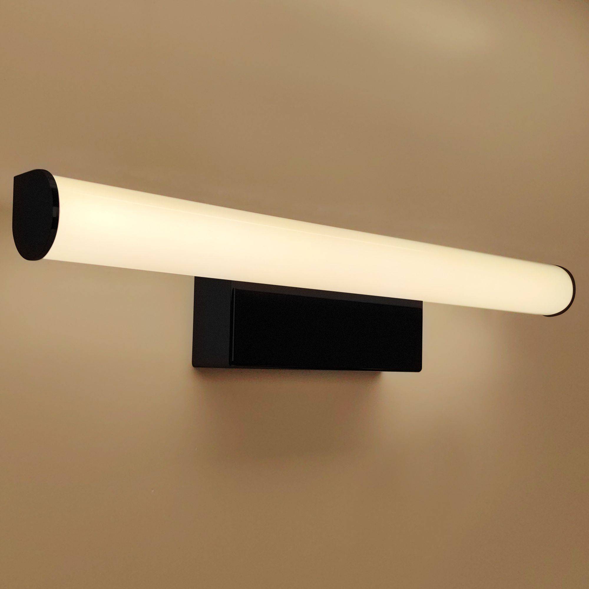 kalb | LED Spiegelleuchte 300mm, Rund, Wandlampe 230VAC, Badezimmer Leuchte Schwarz - Modernes Ambiente, Energiesparend, Spritzwassergeschützt