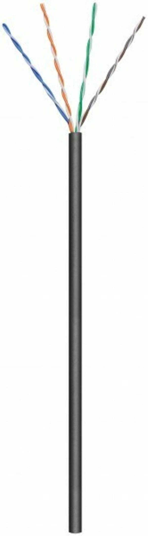 Danicom - CAT6 Outdoor Netzwerkkabel, U/UTP, AWG 23/1 (Starrleiter), 305 Meter, Schwarz, CCA