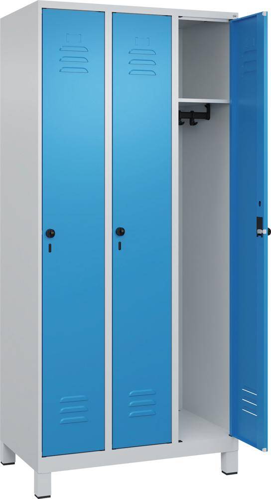 Garderobenschrank m.FüßenB900xT500xH1950 Korpus RAL 7035 LichtgrauTüren RAL 5012 Lichtblau - Artikel: 7830372624