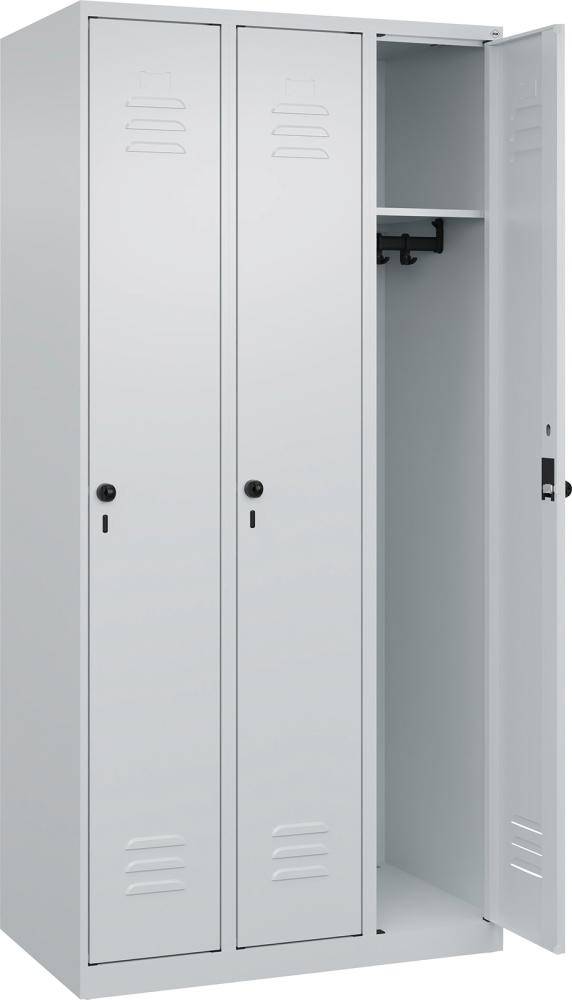 Garderobenschrank CLASSICB900xT500xH1850 mm RAL 7035/7035, 3 Abteile bodenstehend - Artikel: 7830951025